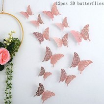핑크 나비 생일 식기 배경 해피 첫 번째 생일 파티 장식 아이 소녀 나비 장식 베이비 샤워, 12pcs butterflies 3