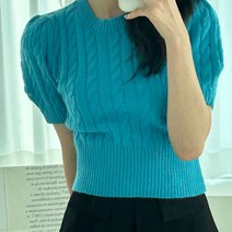 로시니 / [무배]퍼프 반팔 뒷트임 비비드 니트 3color