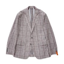 그레이 슬렌더핏 폴리 체크 자켓