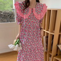 핑크 빅프릴 카라 작약 롱원피스