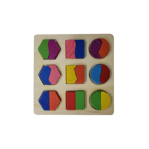 원목나무퍼즐 도형 2분할 15cm x 15cm