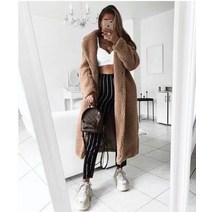 모피코트 캐주얼 루즈핏 인조 모피 테디 코트 롱 자켓 및 여성용 외투 오버 사이즈 포켓 가을