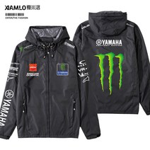YAMAHA 레이싱 슈트 재킷 오토바이 MoToGP 팩토리팀 사이클링 후드 재킷 바이크수트, 블랙 1