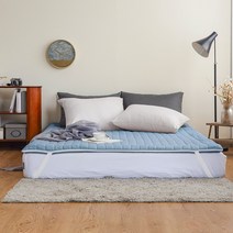 더자리 나노케어 안티브릭 누빔 온수 & 전기매트커버 고정밴드형, 밀키페일블루