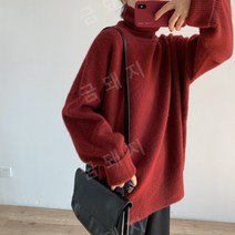 부드러운 터틀넥 스웨터 여성 느슨한 간단한 니트 단색 겉옷