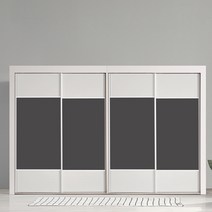 빅로드가구 키높이 헤이즈 슬라이딩 12자 장롱세트, 12) 라인-화이트그레이(무광)