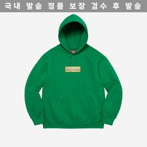 [정품] 슈프림 블링 박스로고 프린트 후드 후드티 커플 가을 겨울 스웨트셔츠 맨투맨 그린