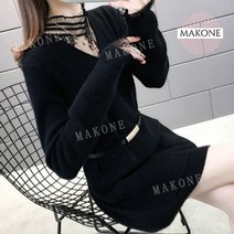 Makone 상표등록 스케치 사무실 2021 새로운 패션 서양식 니트 원피스 스웨터 원피스