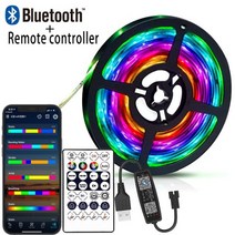 크리스마스트리 전구 스노우볼 무드등 나무 led초 LED 스트립 조명 1m-30m RGBIC WS2812B 체이싱 효과 블루투스 앱 제어 크리스마스 파티 침실 주방 인테리어 램프, 01 1m 3.28ft, 01 WS2812 Bluetooth IR
