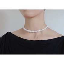 천연 담수 진주목걸이 심플한 럭셔리 깔끔한 비즈 초커목걸이 노알리지 써지컬스틸