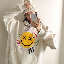 러브앤시티 남녀공용 말랑스마일 후드티 오버핏 박스핏 발포나염 빅사이즈 후드티셔츠 쭈리 기모