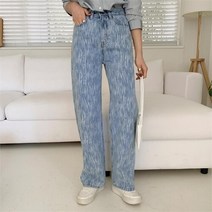 셀러허브(잡화) 여자 빈티지 물나염 워싱진 일자청바지 팬츠