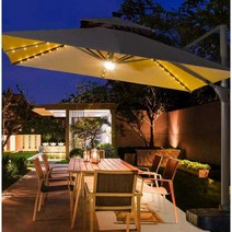 야외 파라솔 접이식 대형 그늘막 비치 낚시 카페 물통받침, 태양광 램프모델+3m 사각+100kg물탱크