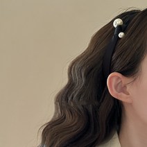 우아 더블 진주 포인트 새틴 꼬임 헤어밴드 머리띠