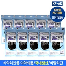 테트라블랙 비말차단용 마스크 대형 10매(×10EA)/KF-AD 국산 일회용 MB필터 4중구조, 단품