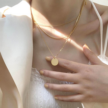 특이한 여자 메달 3겹 골드 체인 목걸이 학생 직장인