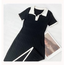 오픈카라 슬림 여름니트원피스 40대 오간자 휴가지 뷔에스트 다낭