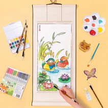 족자 만들기 전통 민화 그림 색칠하기 서예 수묵화 가훈 돌봄 어린이 체험, 족자(무도안)