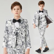 공연의상 턱시도 결혼예복 패션 정장 남아 결혼식 꽃 아기 스타일 인쇄