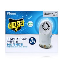 에프킬라 파워플러스 팬 바람나오는 리퀴드 훈증기 리필 세트 모기퇴치 전자 모기약 모기향, 무향 리퀴드 리필 45일 x 6개