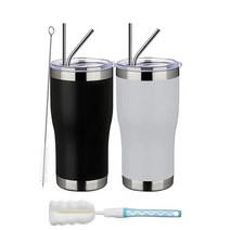 MEWAY 591.4 ml 20oz 스테인리스 스틸 텀블러 2팩 벌크 뚜껑 포함된 진공 단열 커피 컵 혼합 색상 이중 월 파우더 코팅 여행용 머그컵 증정 냉온열 보온컵 2개 세트, Mix_12