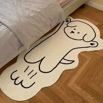 귀여운 빈티지 침대 러그 고양이 강아지 카페트 발매트 타원 원룸 매장 노랑 체커보드