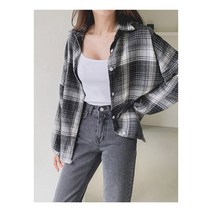 이지핏 여자 데일리 스트릿 패션 모던 체크 박스 남방 셔츠 여성 여자 남방 셔츠 블라우스 롱 오버핏 루즈핏 슬림핏 민소매 쉬폰 크롭 봄 여름 가을 겨울 흰색 7부 반팔