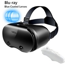 오큘러스 스마트글래스 VR게임 vrg pro x7 metaverse 3d vr 헤드셋 광각 가상 현실 헬멧 컨트롤러가있는 5-7 인치 폰용, 블루 레이