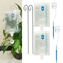 Uclever 2pack 식물 자동 자동 물 가방 350ml 금속 지원 막대 실내 야외 홈 정원 화분에 심은 식물 꽃을위한 자동 급수 시스템, 2