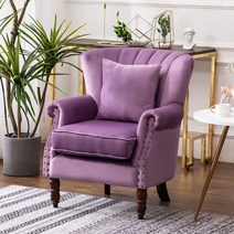 빈티지쇼파 엔틱소파 1인용 라운지체어 북유럽, 퍼플+무료 베게증정