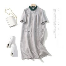 여성 오버핏 캐주얼 셔츠 여름 편안한 린넨 원피스