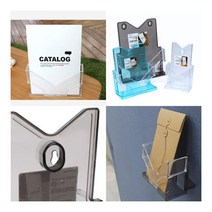1단 디자인 카달로그 브로셔 꽂이 A6-검정 쿠폰박스 아크릴홀더, A4-파랑