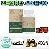 식약처인증 프리미엄 고함량 보스웰리아 초록입 초록잎 홍합 가루 분말 정 캡슐 40대 50대 여성 남성 홈쇼핑 프랑킨센스 보스웰릭산 환 차 인도 건강 관리 선물 우슬 치커리 추출, 3통, 60정