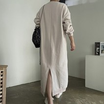 [비비애르고] 기모 뒷트임 쭈리 맨투맨 무지 맥시 롱 원피스 여성 가을 겨울롱원피스 77까지