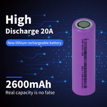 차량용배터리 인산철시동배터리 인산철배터리 새로운 2021 18650 2600mah 배터리 3.7v 20a 방전 리튬 이온 충전식 배터리 카운터 램프 손전등 18650 배터리, 1개