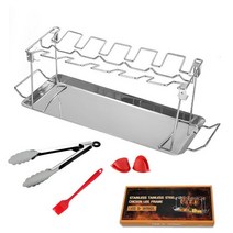 통돼지 바베큐 기계 BBQ 쇠고기 닭 다리 윙 그릴 랙 스테인레스 스틸 바베큐 드럼스틱 홀더 오븐 로스터, 02 5-piece set