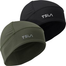 테슬라 스컬캡 방한모자 자전거모자 2팩 TM-YZC11, 블랙 그린_KGN