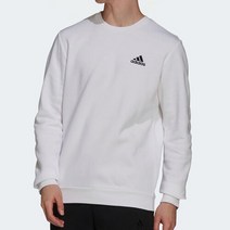 아디다스 남성 기모 맨투맨 플리스 긴팔티셔츠 보온성 티 라운드 롱슬리브 티셔츠 베이직 티 흰색 긴팔