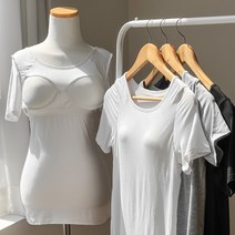 아하나 노브라 기본 반팔 내장캡 티셔츠 홈웨어 3p 1세트
