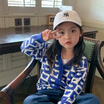 도오빠 베어포핏 아동 여아 가디건 곰돌이 패턴 브이넥 스웨터 간절기 자켓 봄 가을 주니어 어린이