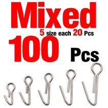 MNFT-100 스테인레스 스틸 소프트 미끼 후크 바늘 낚시 싱커 무게 루프 헤드 리드, 06 Size Mixed 100 Pcs
