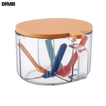 DFMEI 양념통 세트 4칸 일체형 미정염통 크리에이티브 홈 멀티탭 커버 수납 양념통 주방용품입니다., DFMEI 노란색