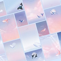 편지지 도안 양식 남자친구 생일 편지 2주년 선물 고래 손편지 카드 핑크풋, 상세페이지 참조