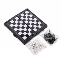 고급 체스 세트 게임 원목 체스판 자석 보드게임 chess Chess chessset 미니 국제 접는 자기 플라스틱 판 보드 휴대용 휴대용, 검은색