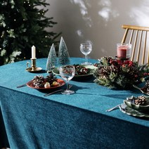 코티지 새틴 벨벳 테이블보, 그린, 2인(150 X 150cm)