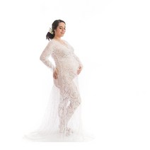 만삭 촬영 원피스 셀프 레이스 롱 소매 출산 소품 드레스 임산부 임신 의류