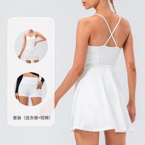 테니스연습기 테니스볼머신 테니스용품 여자 테니스 드레스 슬링 빠른 건조 통기성 골프 요가 스포츠, White+L