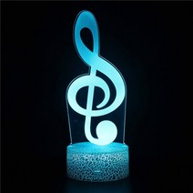 3d illusion night light 뮤지컬 노트 홀로그램 램프 홈 장식 뮤지컬 souven 색상 조명 어린이를위한 생일 크리스마스 선물, 2, 크랙 베이스 16colorrc
