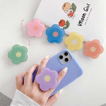 꽃 에폭시 스마트톡 핑거그립톡 핸드폰거치대 사포포함, 핑크