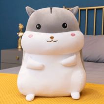 대형 햄스터 인형 리얼 애착 수면 침대 쿠션 생일 집들이 선물, 그레이눈동자큐티, 1m피규어쿠션탈부착